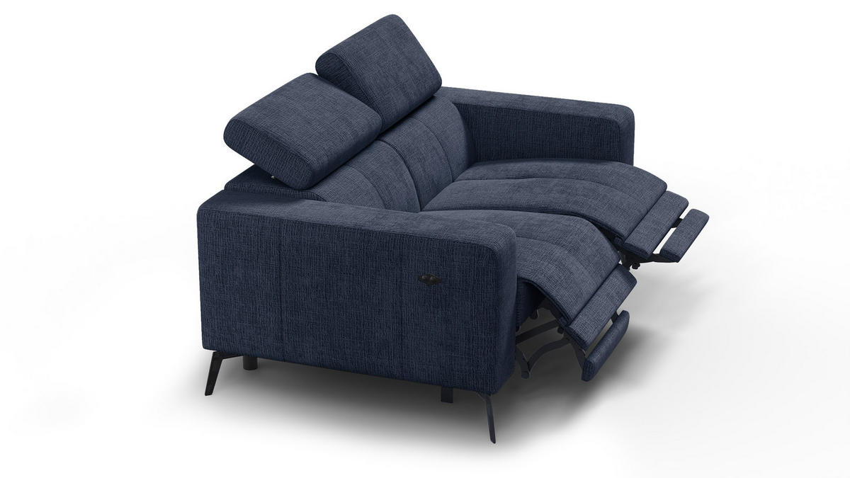 RELAXSOFA MORELLO 2-Sitzer, marineblau, 2 x Relax Zero Gravity - Dunkelblau, Holz/Textil (164/82/103cm) - Courtois Laville