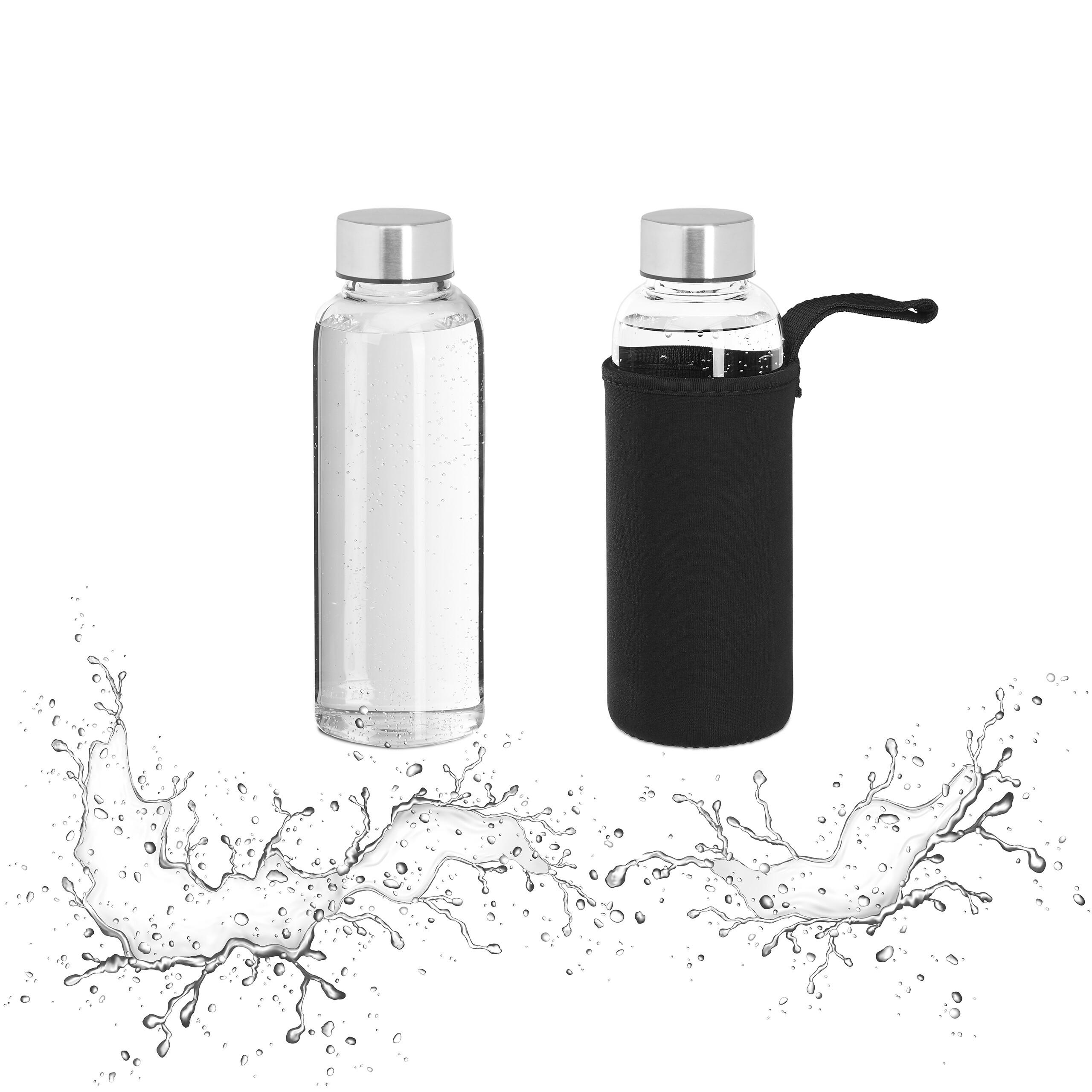 Relaxdays LÁHEV Průhledná Černá 2er-Set Borosilikátové sklo 360 ml