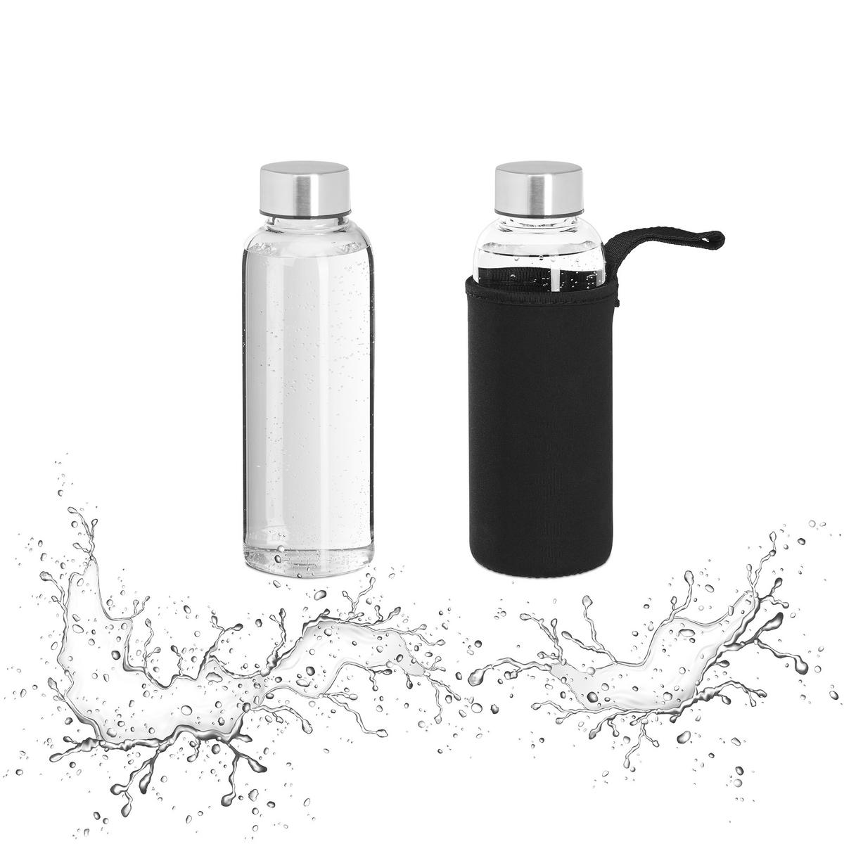 GLASTRINKFLASCHEN-SET - Multicolor, Glas/Kunststoff (0.36L) - Relaxdays