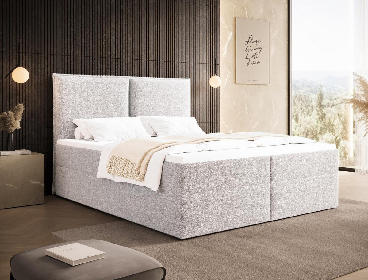 BOXBETT Weiß mit topper 140x200 PILLOW - Weiß, Holzwerkstoff (140/200cm) - Compleo24