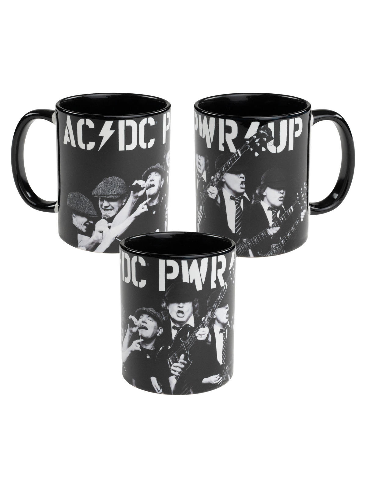 KAFFEEBECHER AC/DC PWR/UP Schwarz 320 ml - Schwarz, Keramik (0.32L) - United Labels