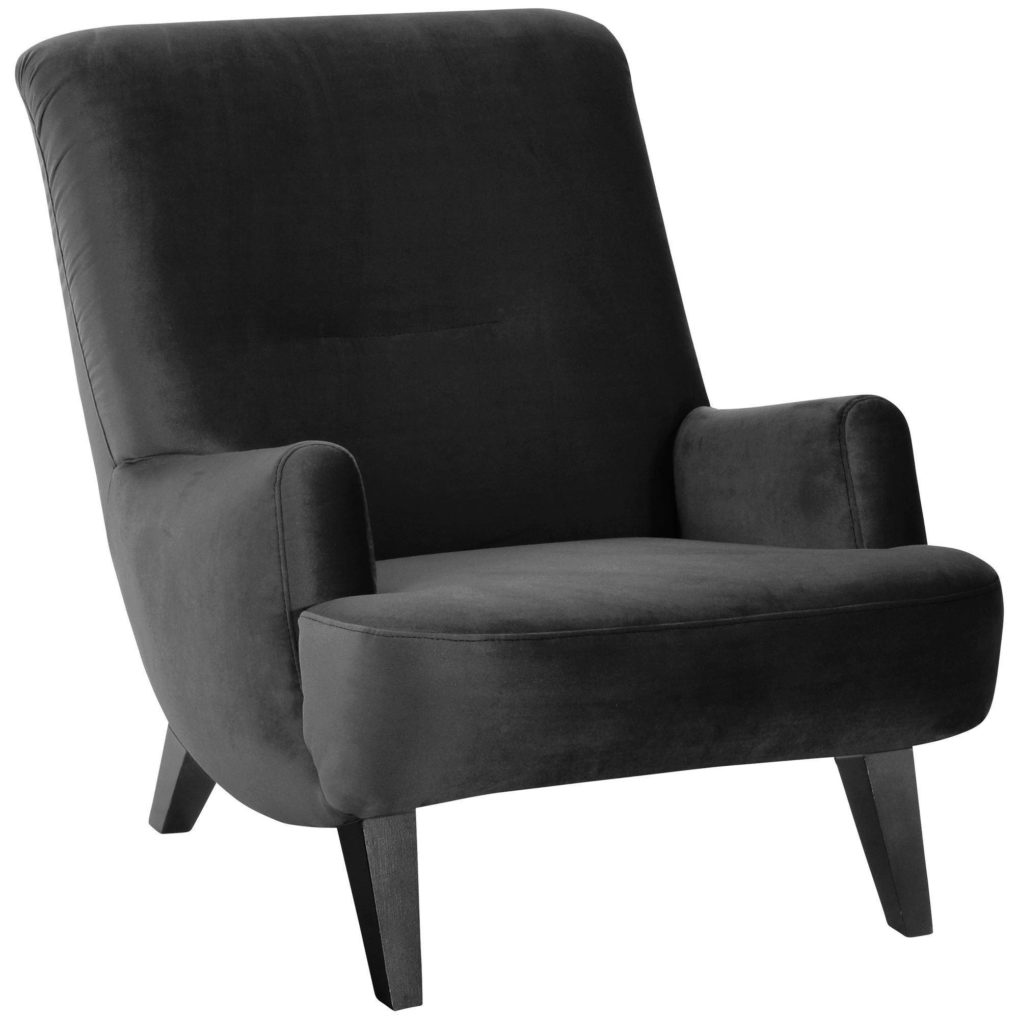 SESSEL Kajsa 71x80x101 Bezug Samtvelours Buche schwarz/schwarz - Schwarz, Kunststoff (101/80/71cm) - 58aufmkessel