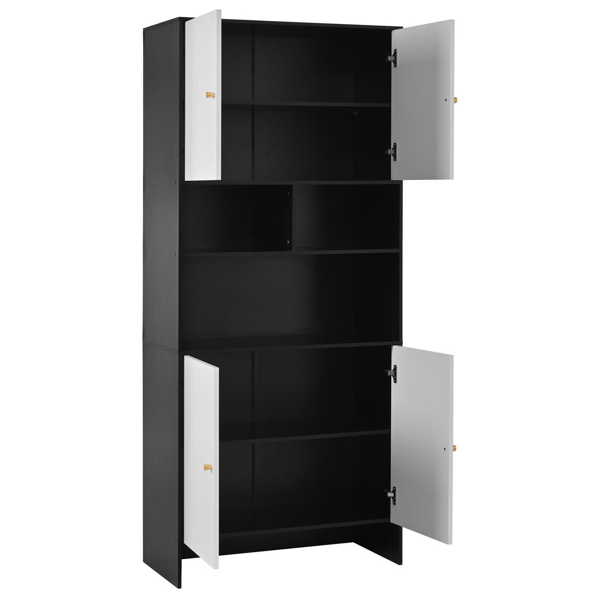 MEHRZWECKSCHRANK, 4 Türen, 3 Fächer, Holz, Schwarz/Weiß, 80x40x185cm - Multicolor, Holzwerkstoff (40/185/80cm) - FLIEKS