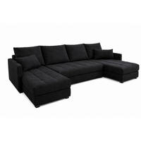 WOHNLANDSCHAFT AURELIA – Ecksofa in U-Form mit Schlaffunktion, Bettkasten & Kissen Stoff KRONOS 287 cm Schwarz - Schwarz, Kunststoff (287/140cm) - Wohnideebilder