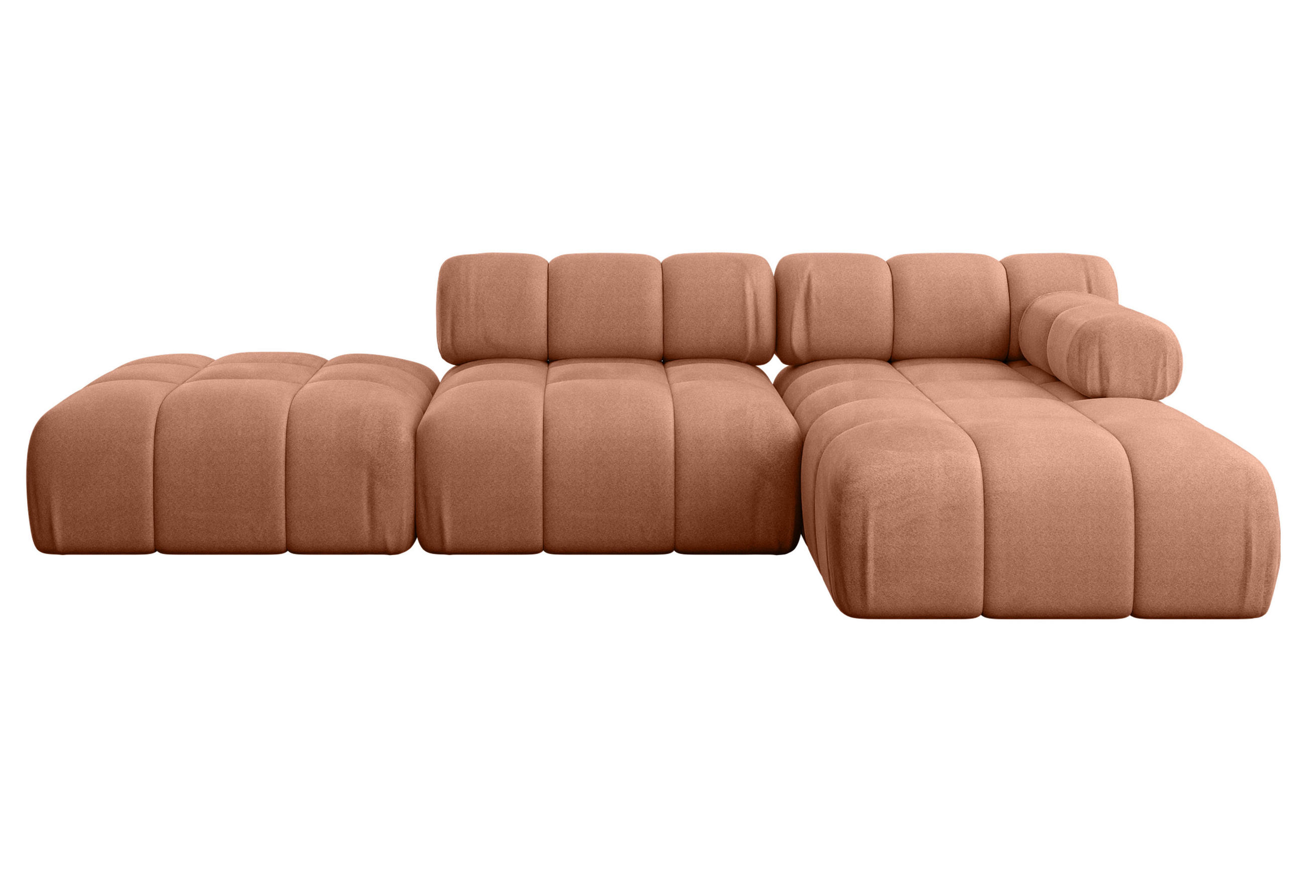 ECKSOFA modulares Sofa Lizur-L1 - 285x160x70 cm Apricot Velours - Koralle, Holzwerkstoff/Textil (285/160cm) - ALTDECOR