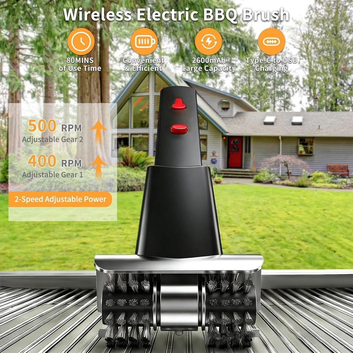 GRILLBÜRSTE Elektrische & Edelstahl Schwarz, Schwarz - Schwarz, Kunststoff (10cm) - Authentics