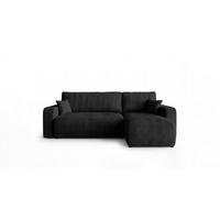 ECKSOFA PARIS rechts schwarz Cord Poso 135 - Schlaffunktion, Bettkasten - Schwarz, Textil (255/149cm) - Cornero