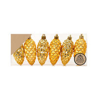 WEIHNACHTSORNAMENTE 6er-Set Ornamente Tannenzapfen gold matt / glänzend 9 cm - Goldfarben, Kunststoff (9/9/9cm) - LAALU