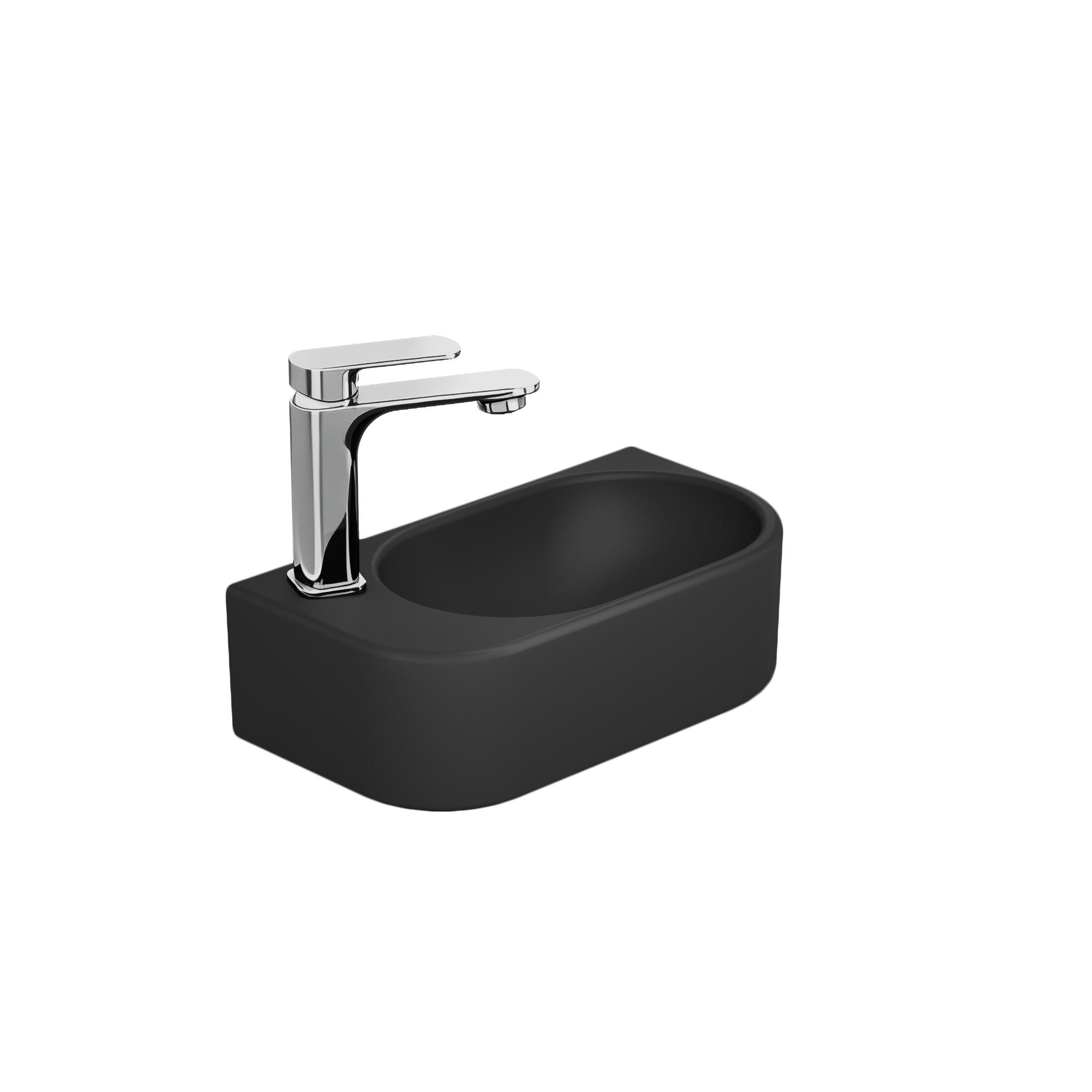 UMYVADLO na stěnu, s otvorem pro baterii vlevo, matná černá, 40/21,5/12 cm - černá, keramika (40/12/21.5cm) - EMKE