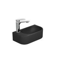 WASCHBECKEN Abgerundete Ecken Mit Hahnloch links Mattschwarz 40 / 21,5 / 12 cm - Schwarz, Keramik (40/12/21.5cm) - EMKE