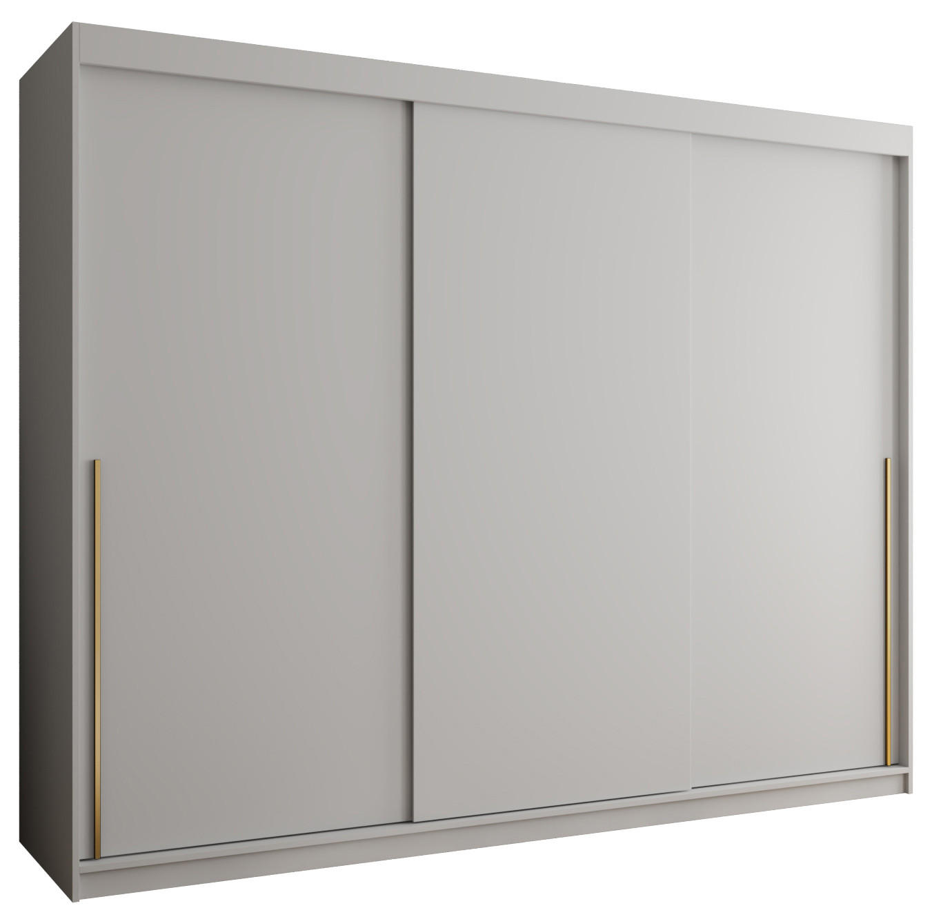SCHIEBETÜRENSCHRANK 250 cm Breite Weiß mit goldenem Griff - Goldfarben/Weiß, Holzwerkstoff (250/200/62cm) - Home Collective