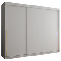 SCHIEBETÜRENSCHRANK 250 cm Breite Weiß mit goldenem Griff - Goldfarben/Weiß, Holzwerkstoff (250/200/62cm) - Home Collective