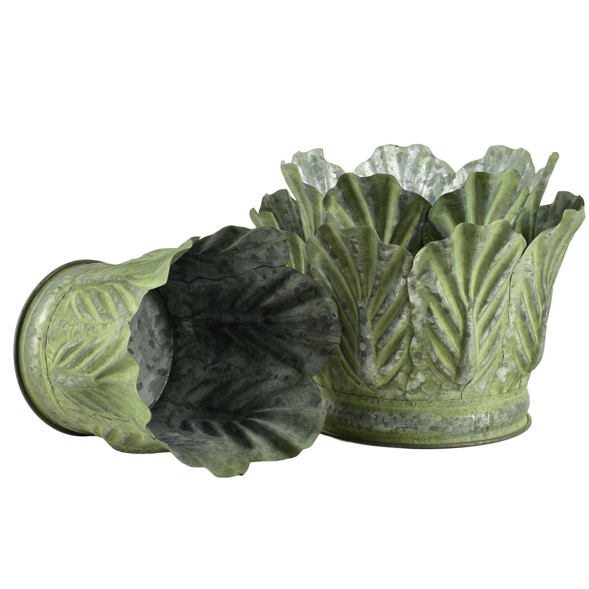 BLUMENTOPF Marina 2er Set Grün 28/28/20 cm Metall - Grün, Metall (28/20/28cm) - Mondex