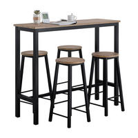 BARTISCH + 4 x BARHOCKER - Schwarz, Holzwerkstoff (120/100/40cm) - SoBuy
