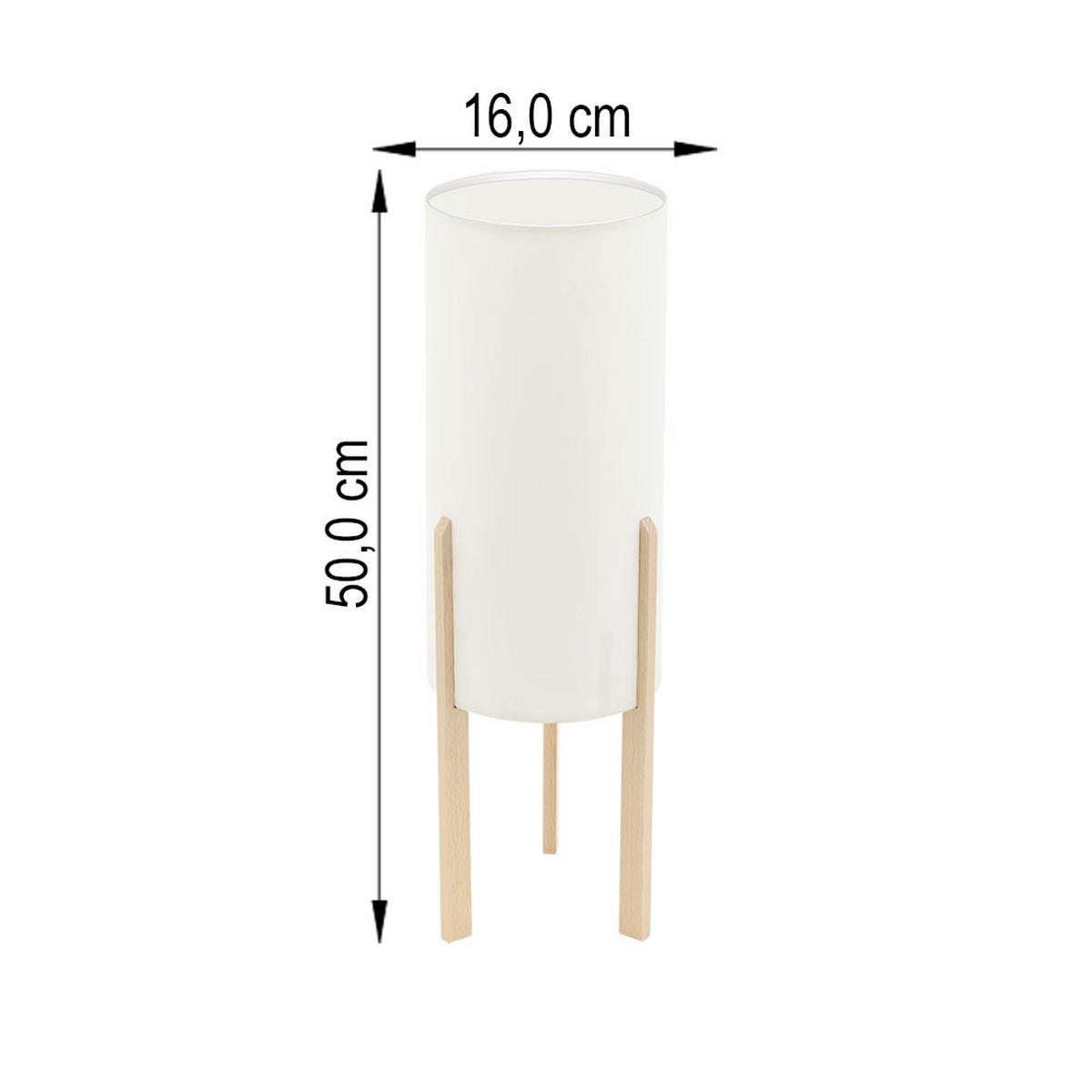 TISCHLEUCHTE Holz Beige Textil - Beige, Holz (16/16/50cm)