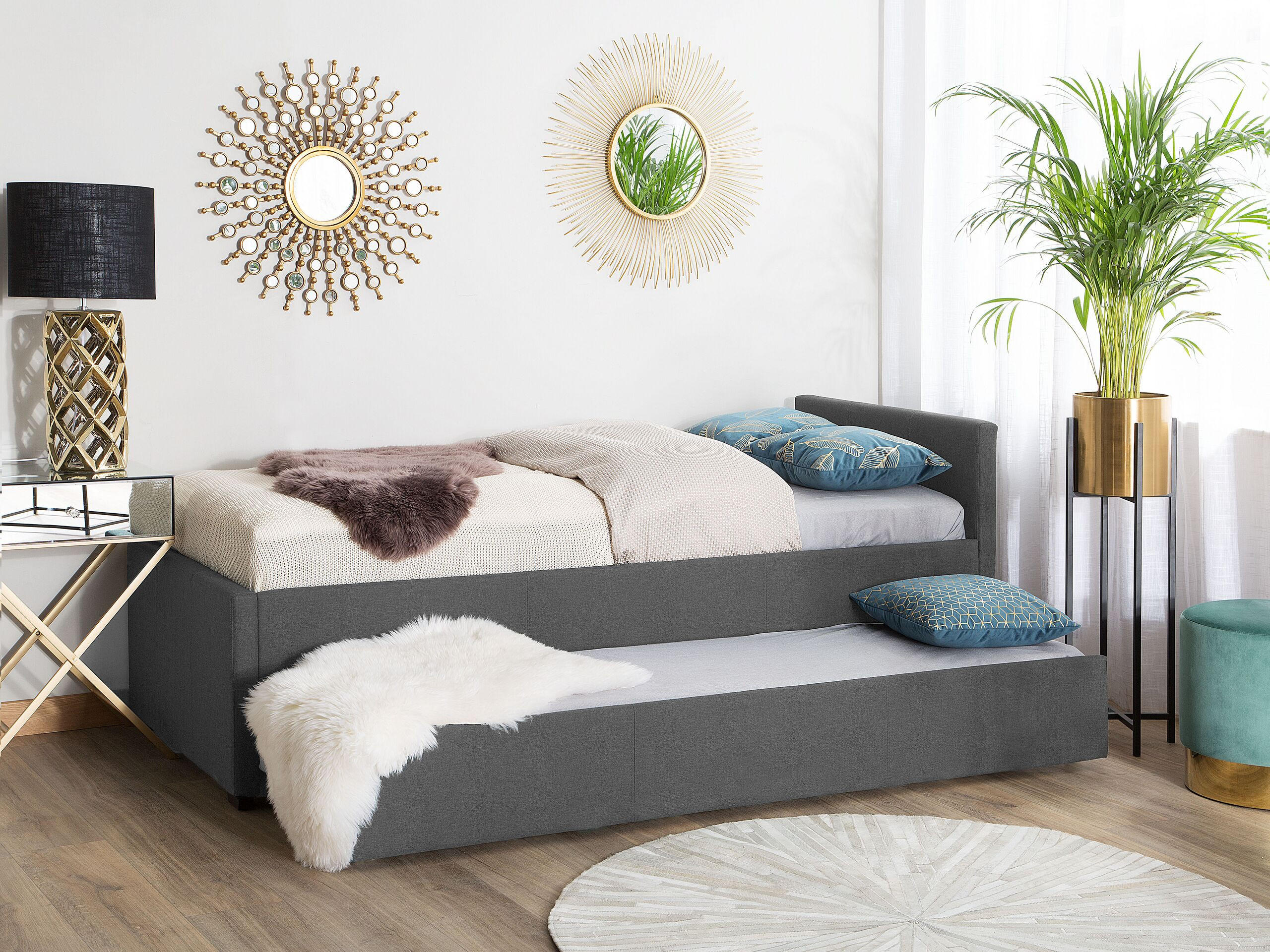 TAGESBETT 80/200cm Dunkelgrau Marmande - Dunkelgrau, Textil (80/200cm) - Beliani