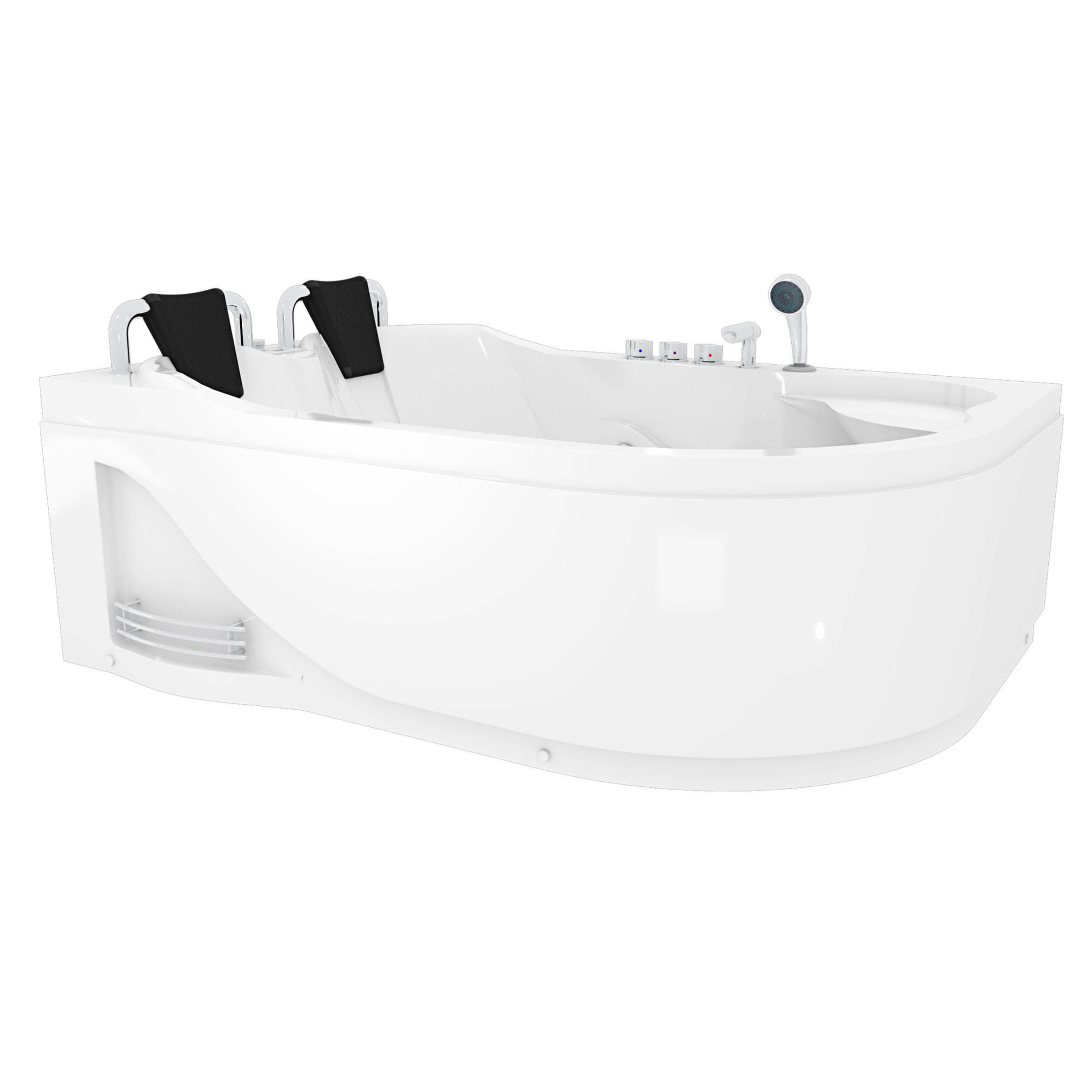 WHIRLPOOL Pool Badewanne Eckwanne W23H-R - Weiß, Glas/Kunststoff (182/80/120cm) - AcquaVapore by Sandra Jentho