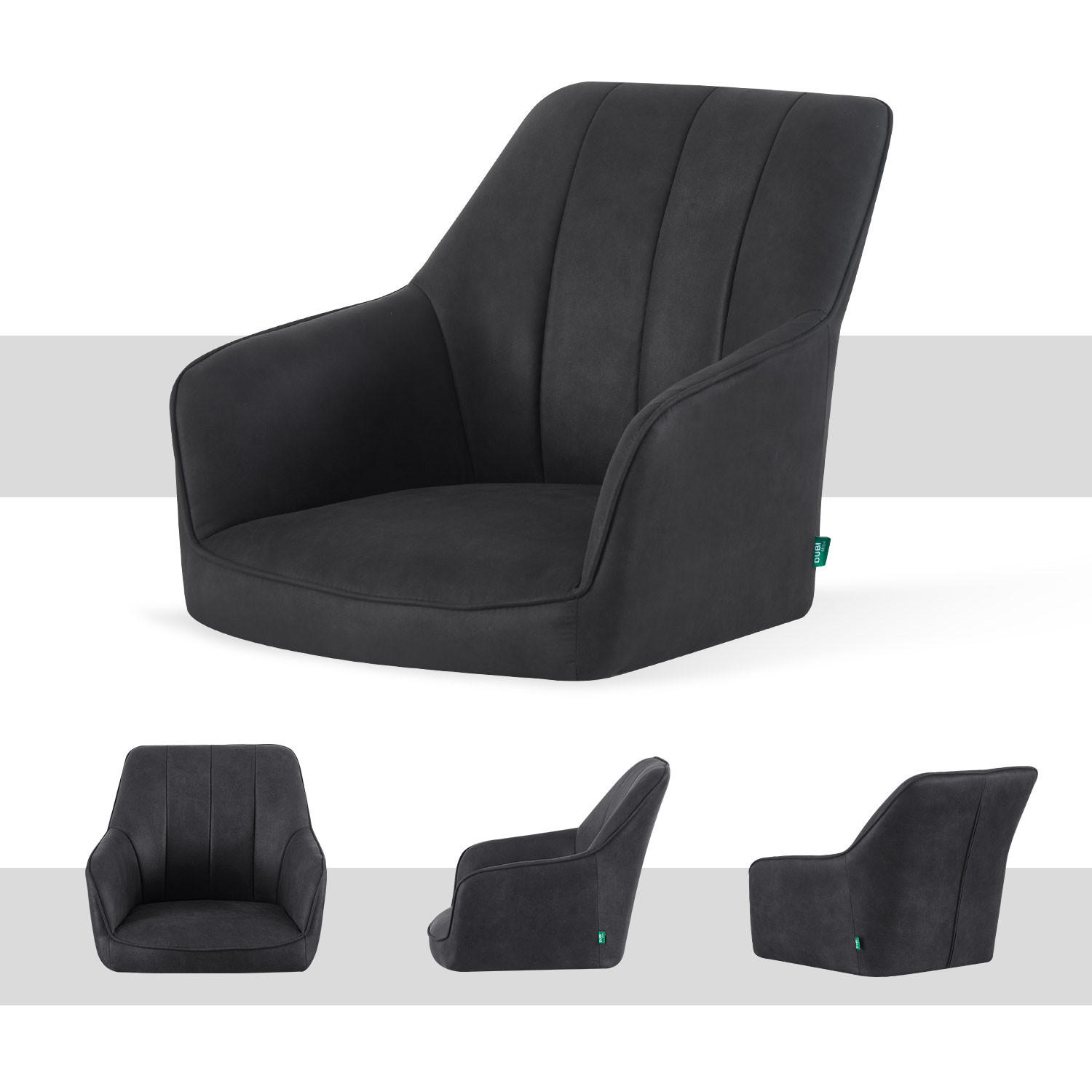 ESSZIMMERSTUHL THOMAS-MILA 2er-Set 360°drehbar - Schwarz, Textil (57/86/63cm) - DUBI Möbel