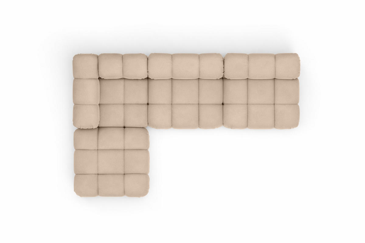 ECKSOFA L-Form Modulare, Veloursstoff Salvador, Beige, Links, Selia - Beige, Holz (285/160cm) - Kaiser Möbel