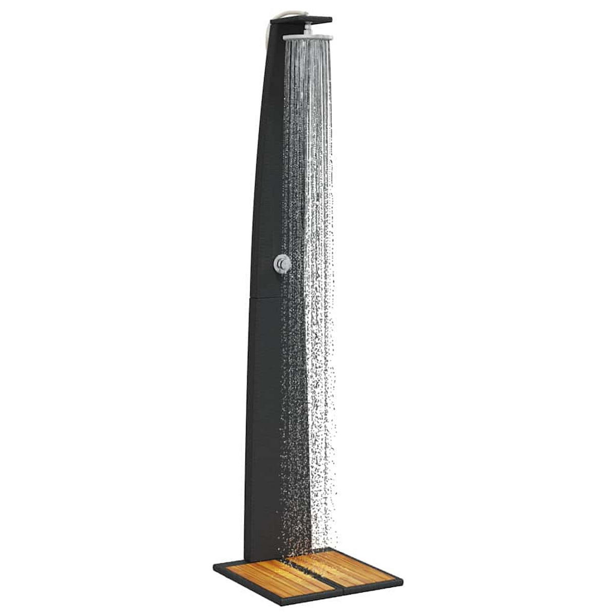 GARTENDUSCHE Schwarz 55/60/224 Cm Poly Rattan Und Akazienholz - Schwarz, Holz (55/224/60cm) - vidaXL