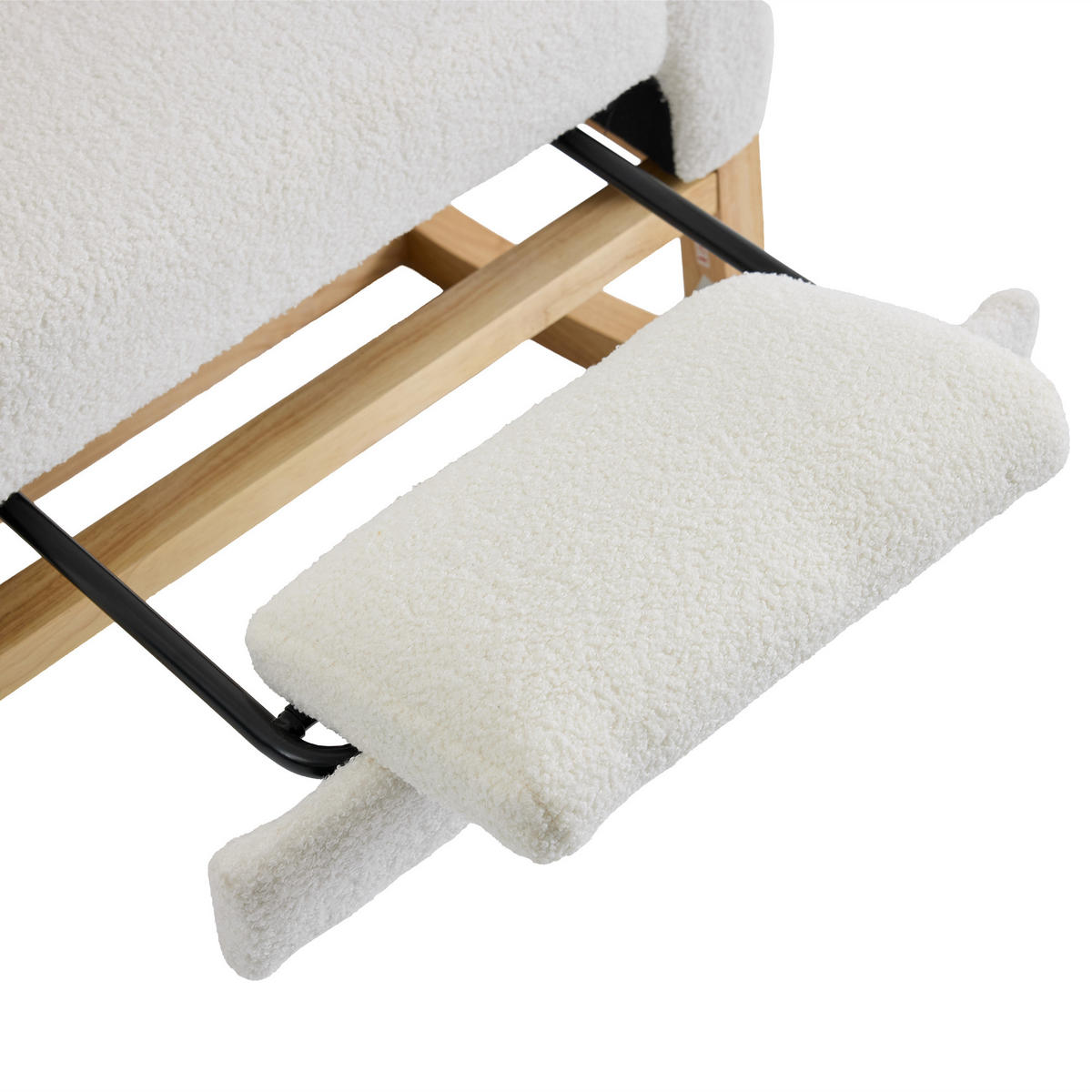 SCHAUKELSTUHL USB Teddy Fleece Fußstütze Weiß Sessel - Weiß, Holz (66.5/102/121.5cm) - FLIEKS