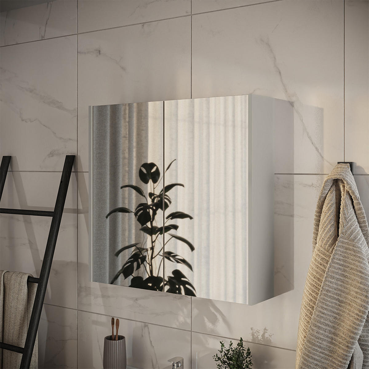 SPIEGELSCHRANK Ruford Cashmere 80 x 75.8 cm mit 2 Spiegeltüren - Kaschmir, Holzwerkstoff (80/75.8/18cm) - Vicco