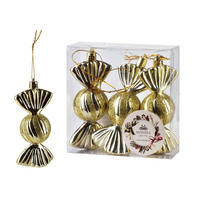 CHRISTBAUMKUGEL-SET Candy, 3-teilig, goldfarben, Kunststoff - Goldfarben, Kunststoff (12/4/11cm) - Mondex