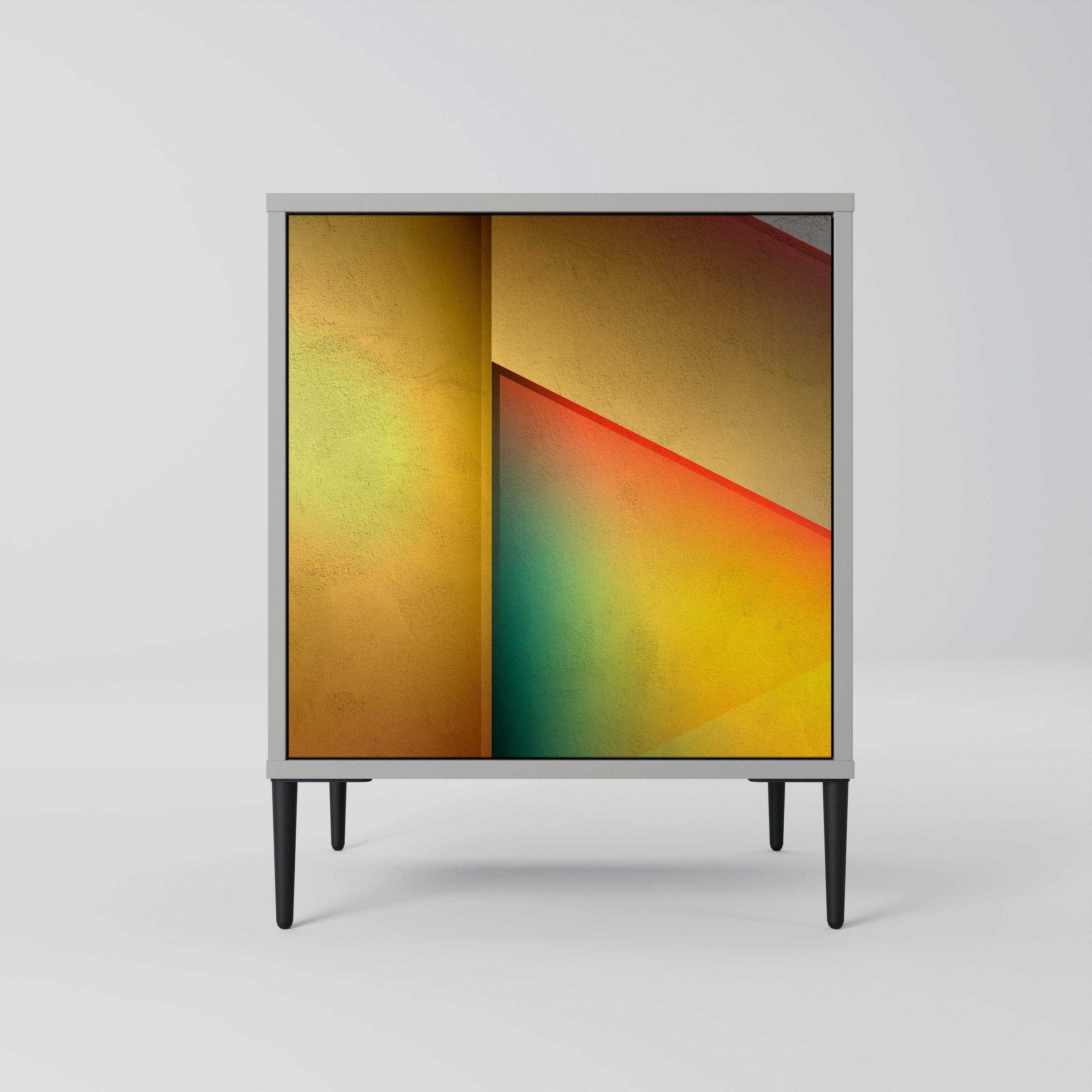 SIDEBOARD PIERCING SHARPNESS, Grau, 57,5x42x72,5 cm, Schwarze Metallfüße - Multicolor/Schwarz, Holzwerkstoff/Metall (57.5/72.5/42cm) - SpaceRebels