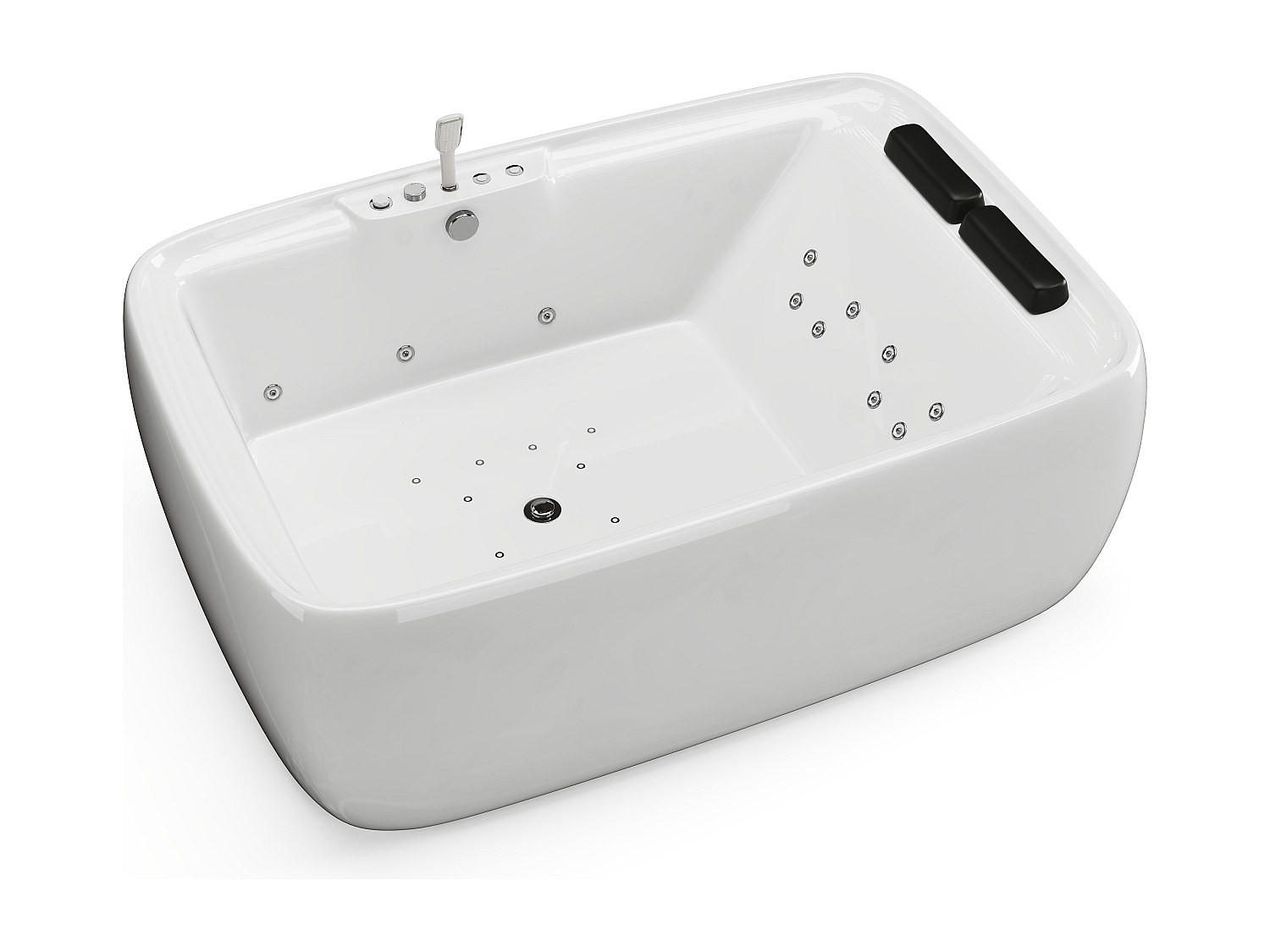 WHIRLPOOL-BADEWANNE - 2 Personen - Weiß - 390 l - 180 x 120 x 60 cm - VOLUTA - Weiß, Kunststoff (180/60/120cm) - Vente-Unique