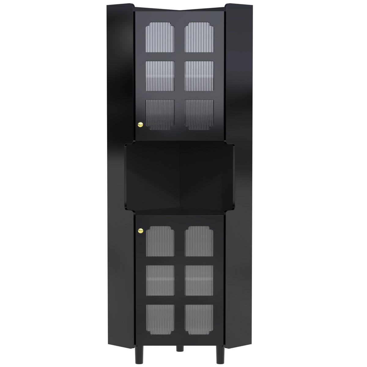HOCHSCHRANK 63,5/157,5 cm aus MDF mit App-gesteuerter LED-Beleuchtung Schwarz - Schwarz, Holzwerkstoff (63.5/157.5/17cm) - Modenvie