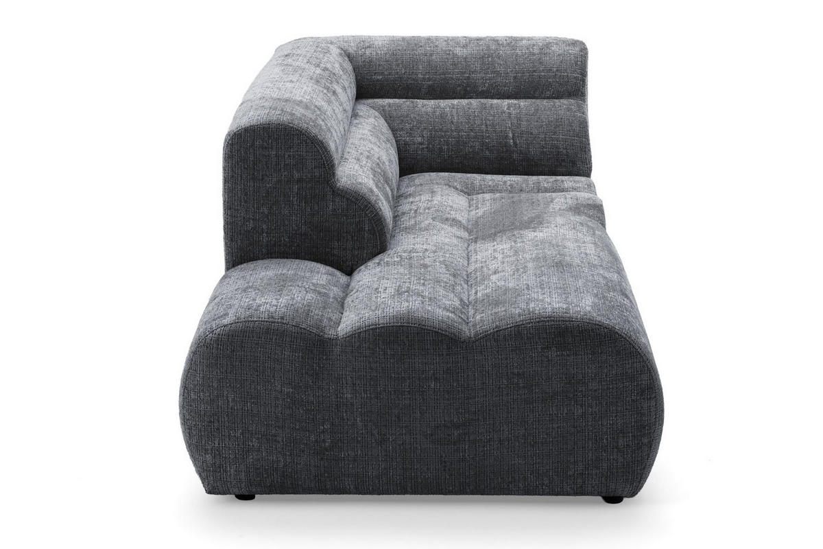 4-SITZER modulares Ecksofa VEER L Links, 283 x 190 cm, Chenille Webstoff Dunkelgrau - Dunkelgrau/Schwarz, Holz/Kunststoff (283/190cm) - Muffo