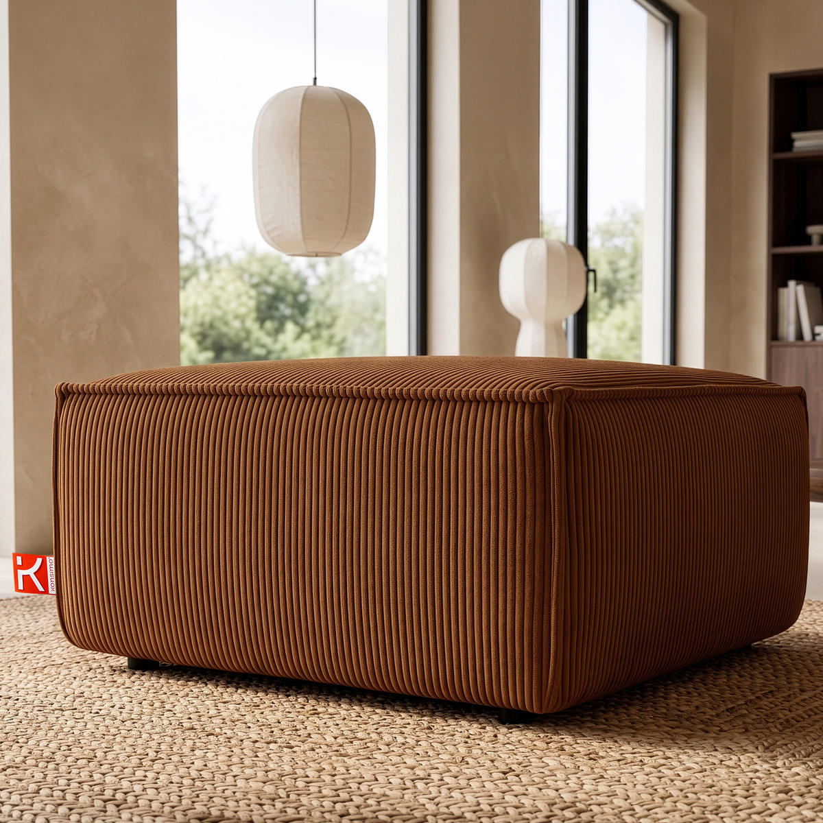 SITZPOUF NAPI gefederte Sitzfläche, rot - Rot/Schwarz, Textil (83/45/83cm) - KONSIMO®