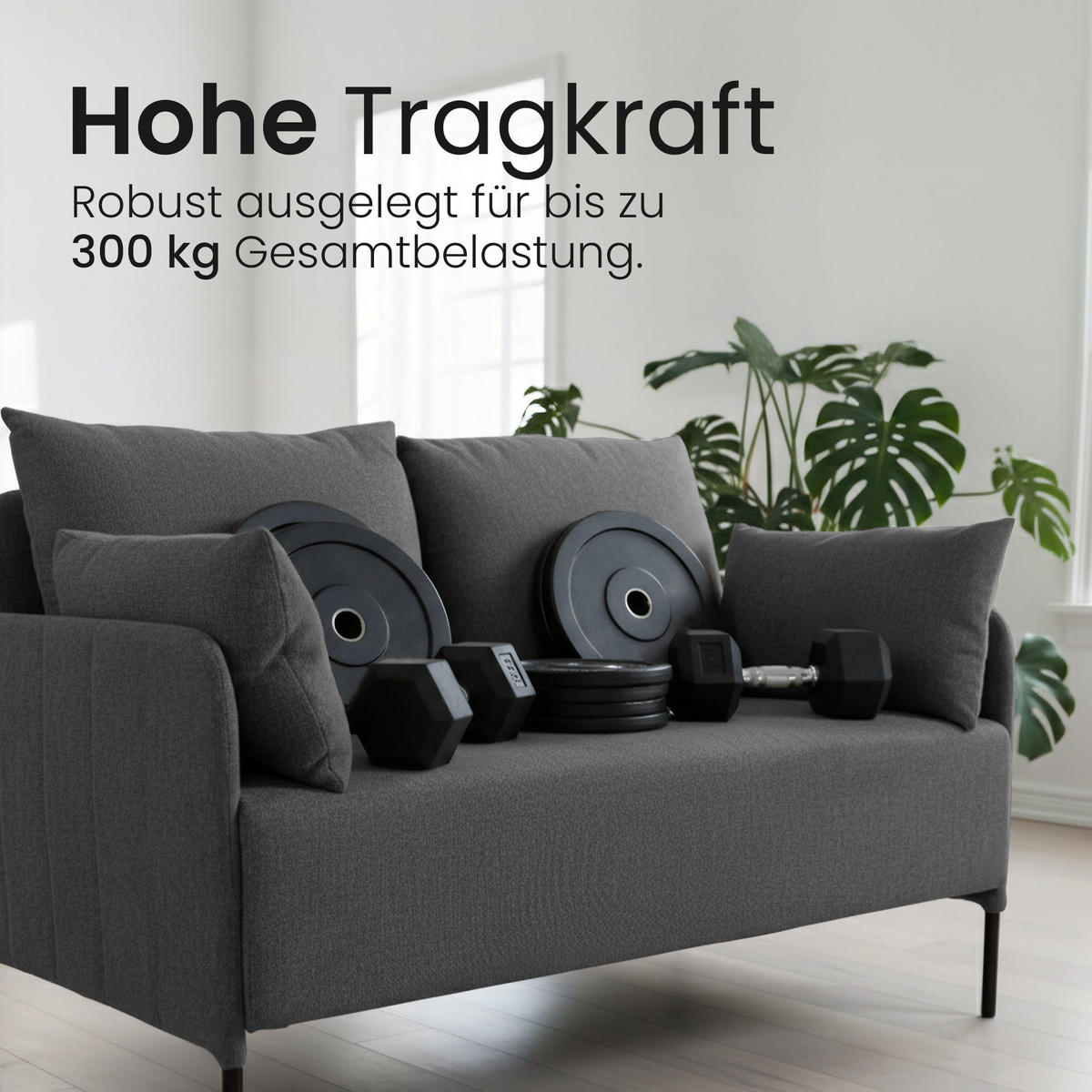 SOFA 131/79 cm Stoff Dunkelgrau - Dunkelgrau/Schwarz, Textil/Metall (131/79/79cm) - CLP