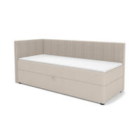 BOXBETT RICO 90/200 in Cord/Velours Ecru H4 links - Ecru, Holz/Holzwerkstoff (90/200cm) - Deine Möbel 24