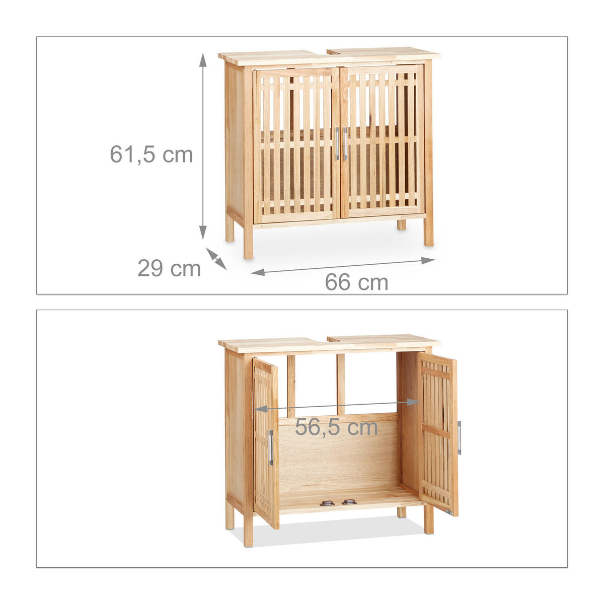 WASCHBECKENUNTERSCHRANK - Hellbraun, Holz (66/61.5/29cm) - Relaxdays