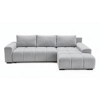 ECKSOFA Ovia mit Bettkasten und Schlaffunktion, Bouclé-Stoff in L-Form - Hellgrau, Textil (270/185cm)
