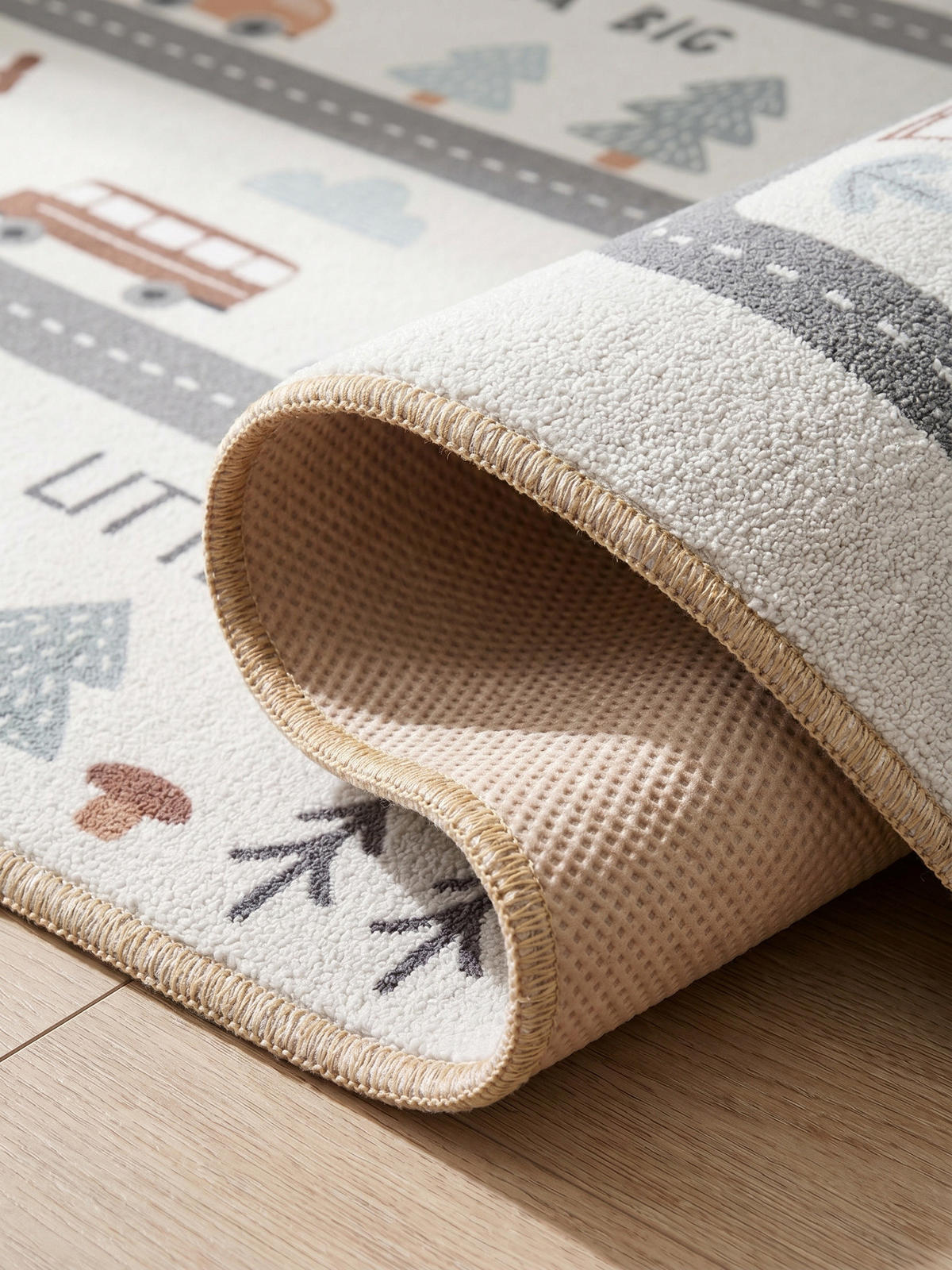 SPIELTEPPICH Waschbar TINO in Creme, mit Straßenkarten-Motiv, 160 x 230 cm - Beige, Textil (230/160cm) - KADIMA DESIGN