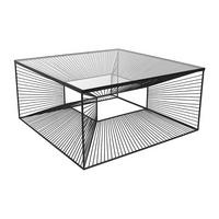 COUCHTISCH - Glas & Metall - Schwarz - CLARENCE - Transparent, Glas (80.5/80.5/38cm) - Vente-Unique