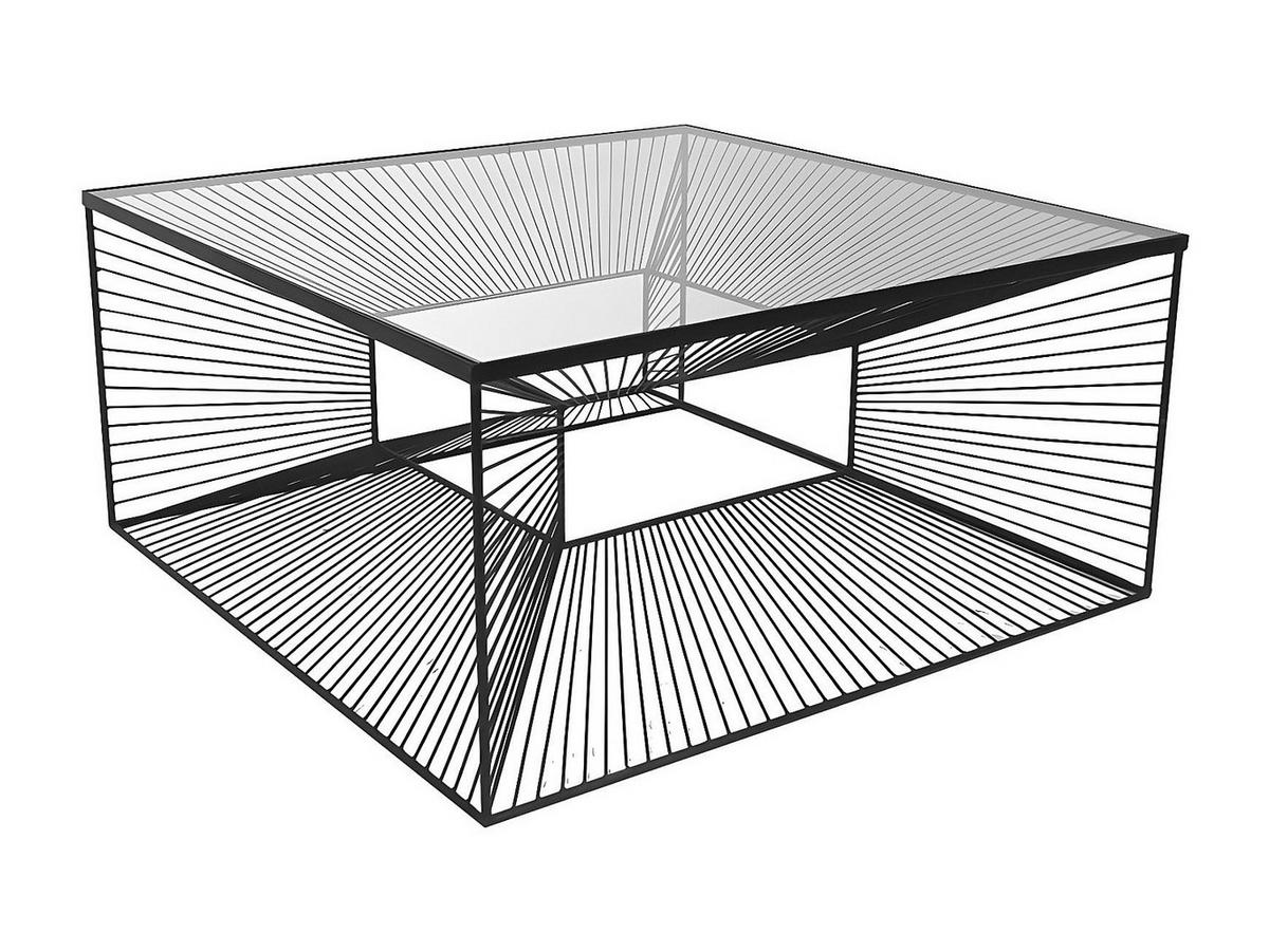 COUCHTISCH - Glas & Metall - Schwarz - CLARENCE - Transparent, Glas (80.5/80.5/38cm) - Vente-Unique