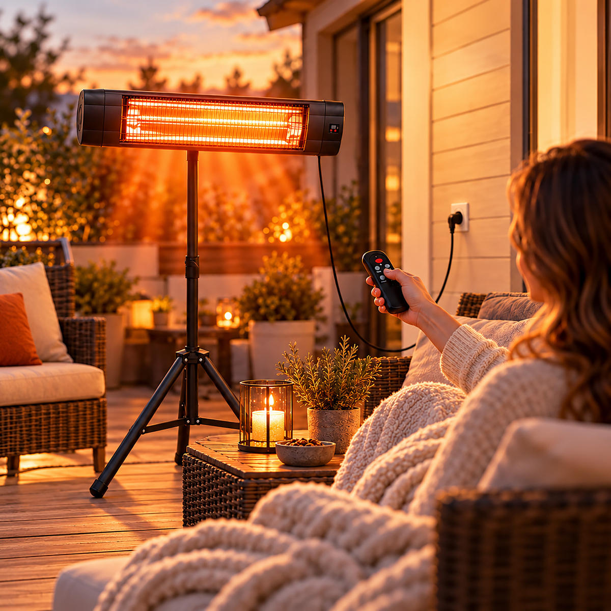 INFRAZÁŘIČ Černý 2500 W - černá, kov/plast (87/195/67cm) - Relaxdays