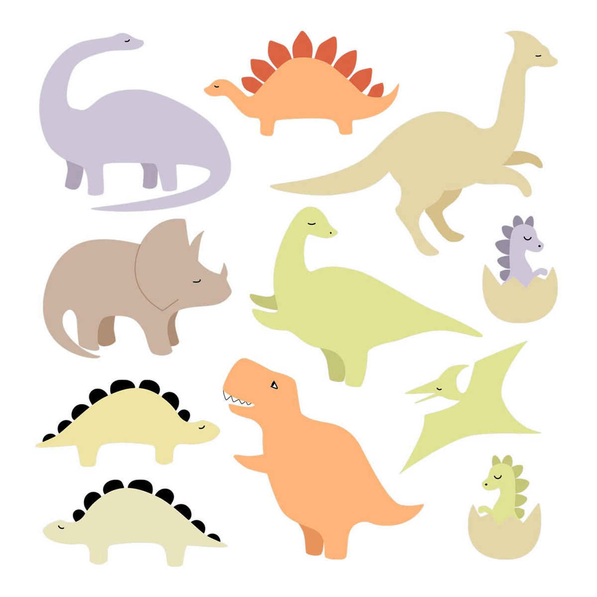 AUFKLEBER 130x183 cm Süße Dinosaurier - Gelb, Kunststoff (130/183/0.1cm) - TULUP