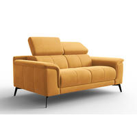 SOFA FIERO 2-Sitzer, Gelber Veloursstoff - Gelb/Schwarz, Holz/Textil (170/82/103cm) - Courtois Laville