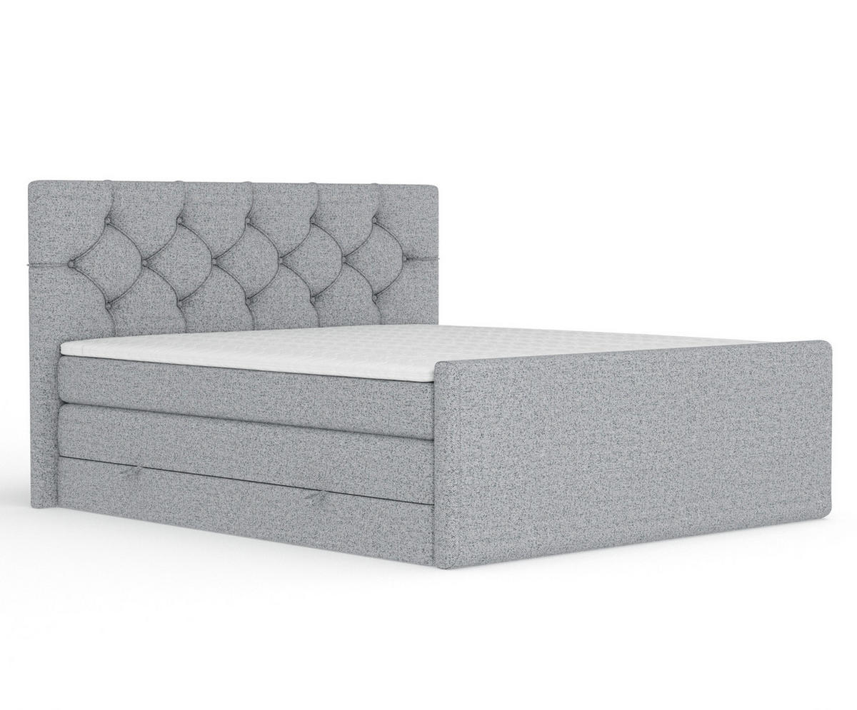 BOXSPRINGBETT Hugo Grau 200/200 cm - Schwarz/Grau, Holz/Holzwerkstoff (200/200cm) - Maison de Reve