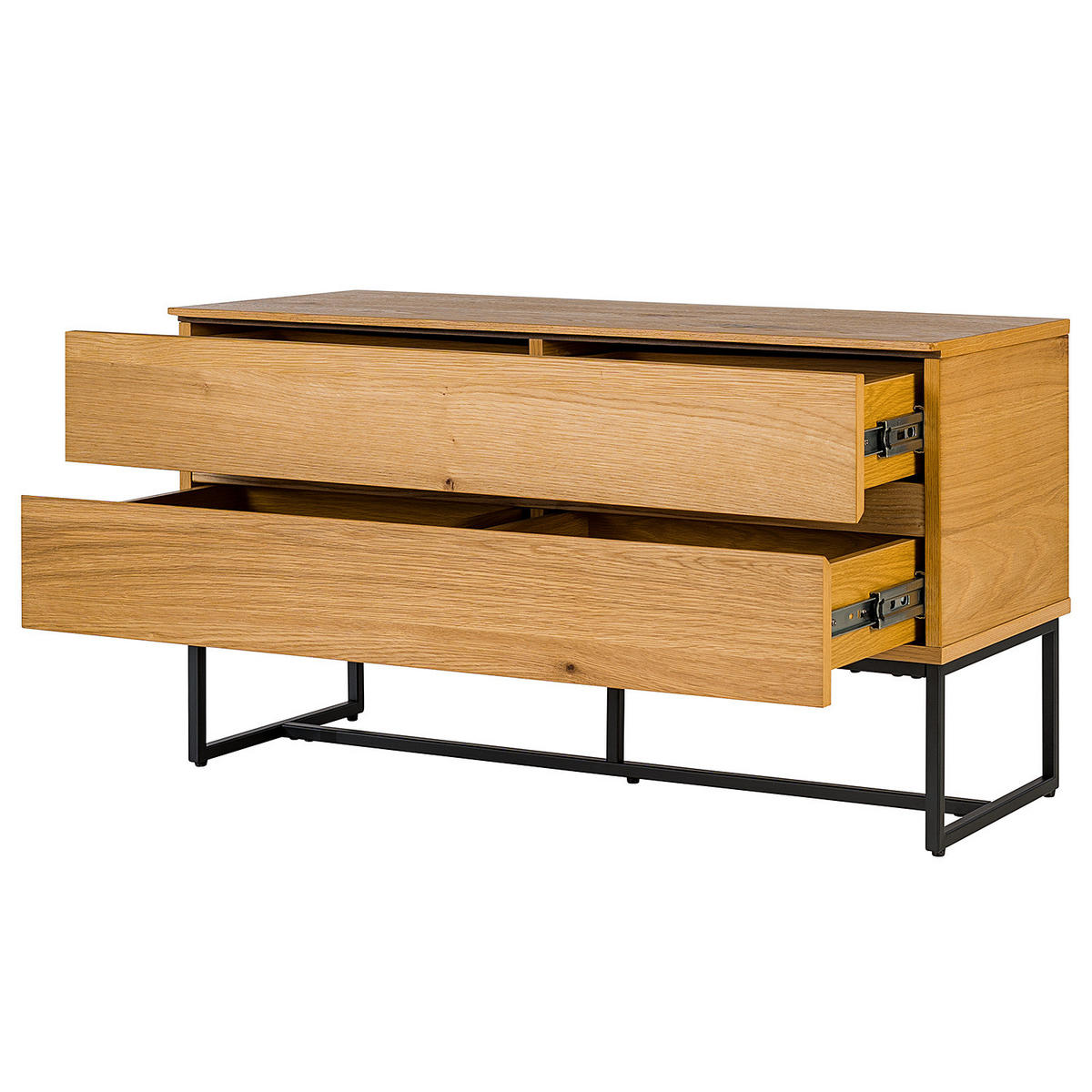 GARDEROBENBANK - Echtholzfurnier / Eisen - - Eichefarben/Schwarz, Holzwerkstoff (90/48/35cm) - home24