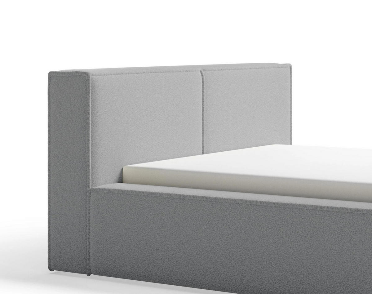 POLSTERBETT Lugano 140x200 cm mit Bettkasten und elegantem Kopfteil - Bouclé Grau - Grau, Holz/Textil (140/200cm) - Chilly