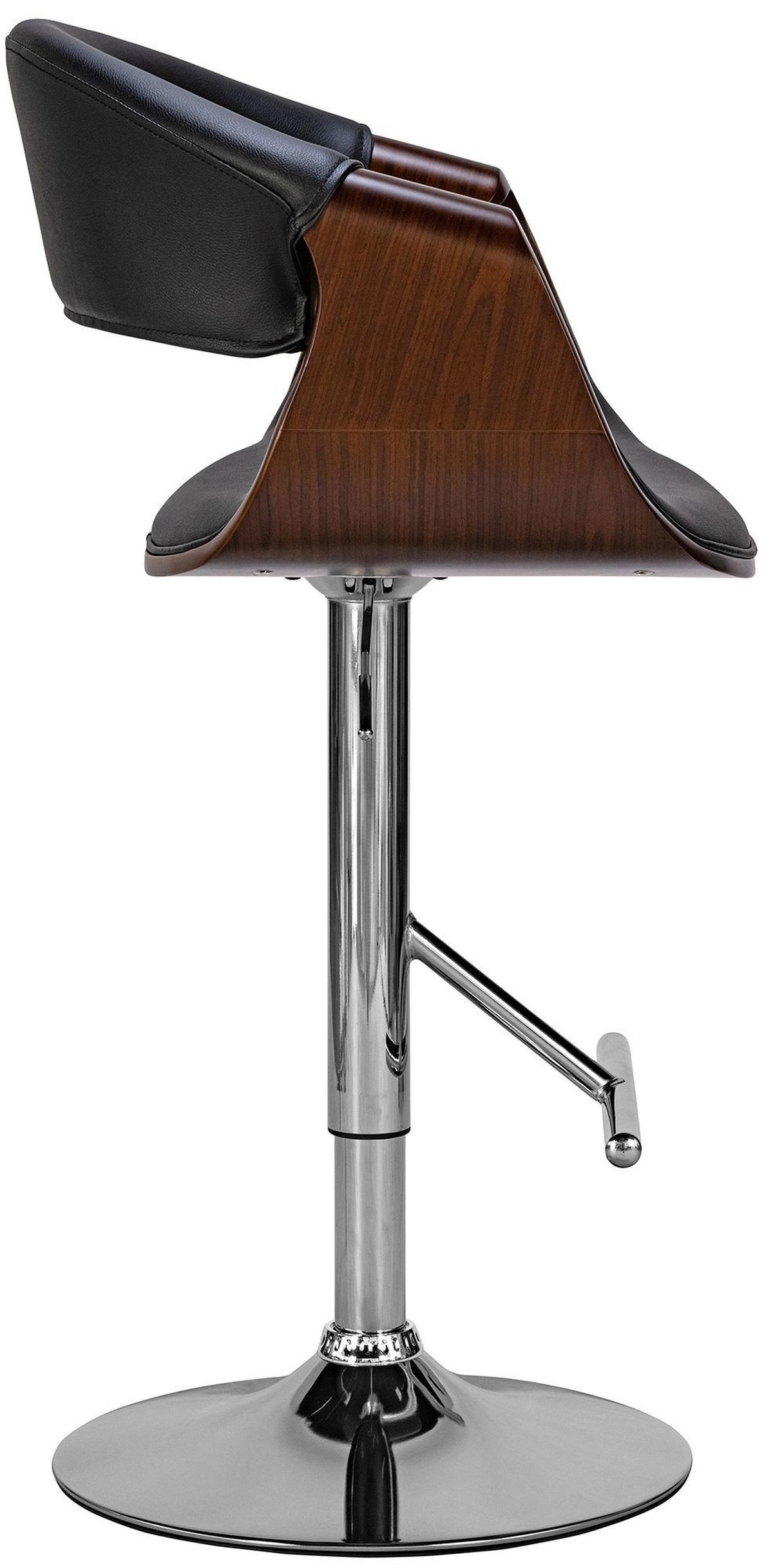 BARHOCKER Foley 2er Set 95-116x60x52 cm Walnuss/Schwarz - Nussbaumfarben, Leder (60/95/52cm) - furnicato