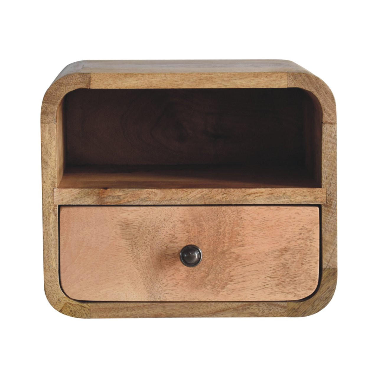 Artisan Furniture MINI NOČNÍ STOLEK kulatý, dubové provedení, 1 zásuvka, severské nohy, béžová