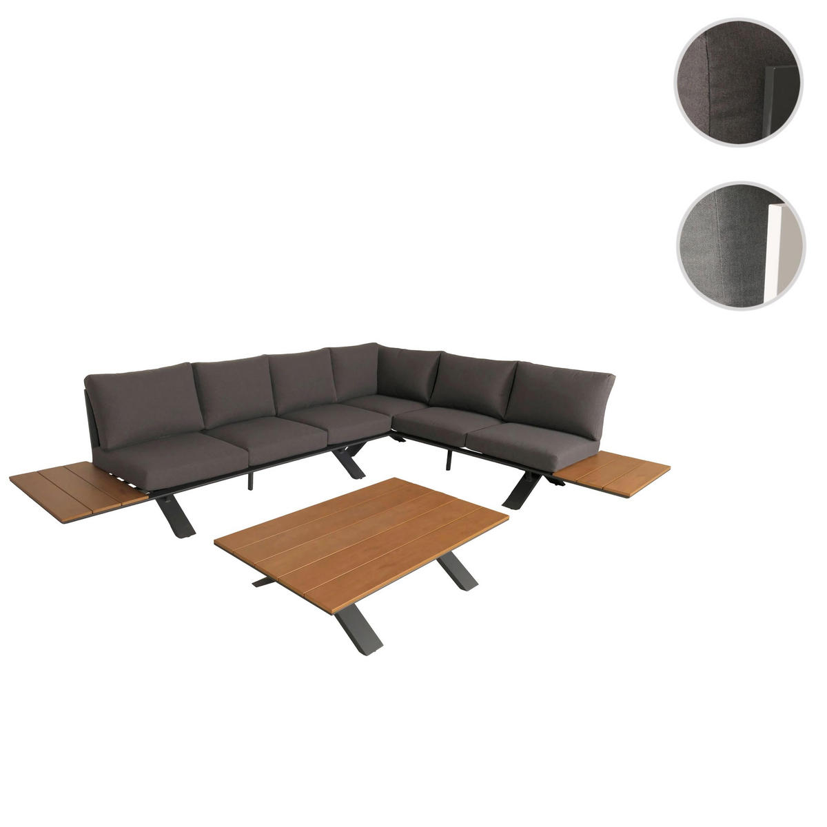 GARTEN-GARNITUR Holzoptik Anthrazit Dunkelgrau - Anthrazit, Metall - PROREGAL