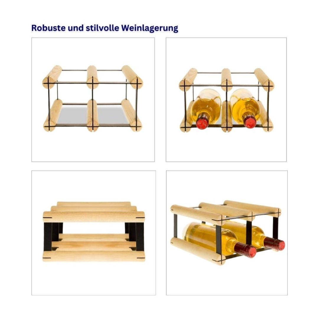 WEINREGAL Vinotega Mod Metal 12,5x22,5x24,5 cm 2x1 Flaschen Massives Kiefernholz Braun Geölt - Braun, Holz (22.5/12.5/24.5cm) - PROREGAL