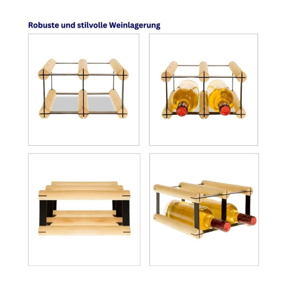 WEINREGAL Vinotega Mod Metal 12,5x22,5x24,5 cm 2x1 Flaschen Massives Kiefernholz Braun Geölt - Braun, Holz (22.5/12.5/24.5cm) - PROREGAL